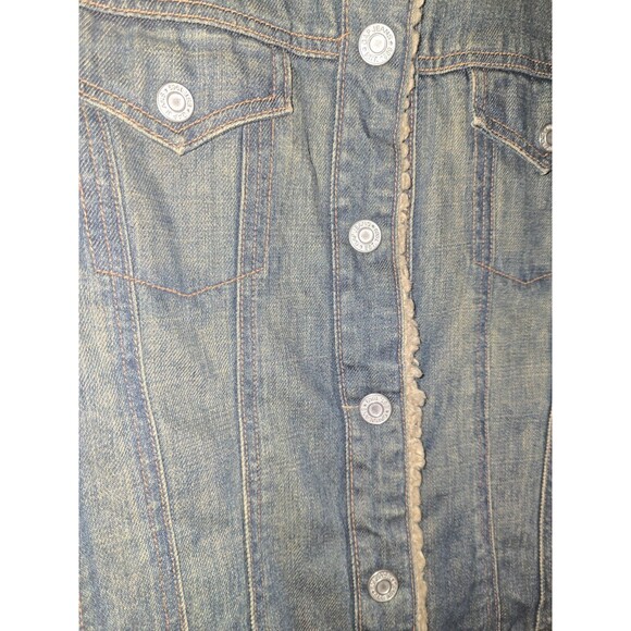 GAP Vintage 2003 Sherpa Lined Denim Jacket Women’s Medium • Band Collar Western - Picture 3 of 13